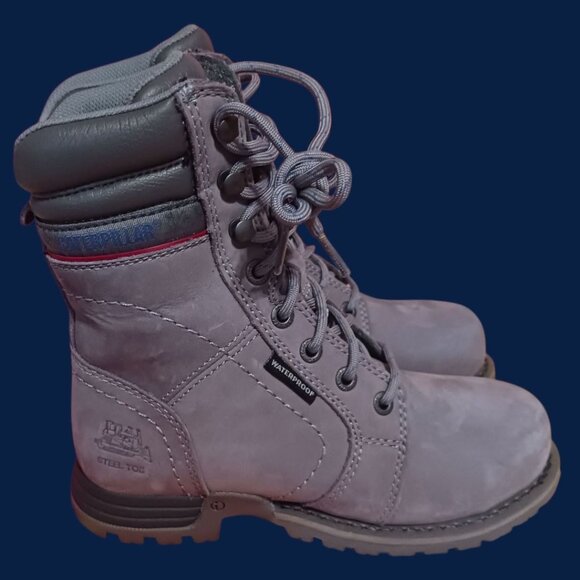 Caterpillar Womens Echo Steel Toe Work Boots Leather Upper Gray Sz 5,5 - Picture 11 of 16